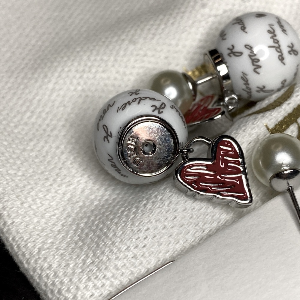 Christian Dior Tribal Hearts Earrings 2 Pc NWOT - Picture 5 of 6